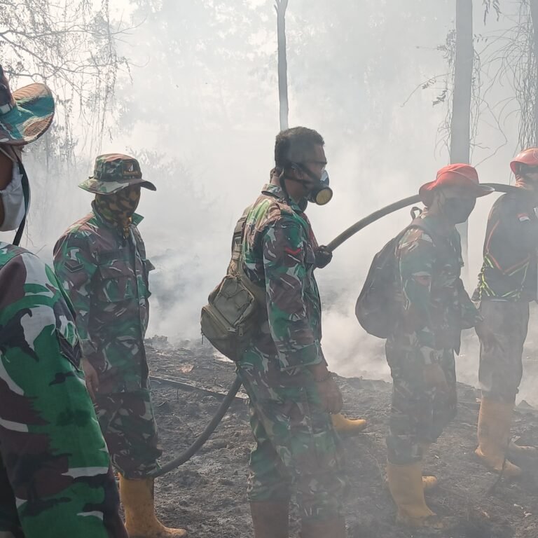 Kepungan Asap Tak Menghalangi Tim Gabungan Menyisir Lahan Terbakar di Jalan Gubernur Syarkawi
