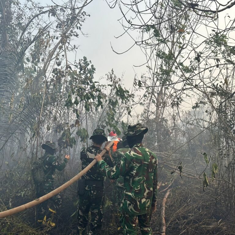 Koramil 1203-15/Teluk Batang Bersama Unsur Gabungan Bergerak Cepat Padamkan Karhutla