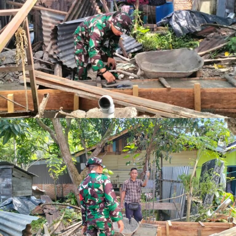 Bukan Sekadar Mendampingi, Serda Muzakir Ikut Mengerjakan Pondasi Rumah Warga
