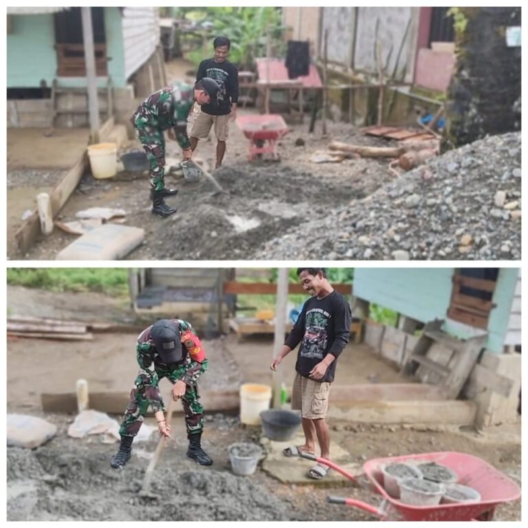 Pembangunan Rumah Zaini Terbantu, Babinsa Woyla Barat Turut Kerjakan Material