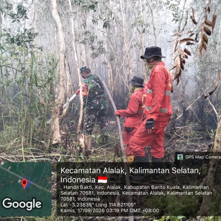 ‎Sigap Bertindak! Koramil Alalak Bersama Tim Gabungan Padamkan Kebakaran Lahan Seluas 1.000 m²‎