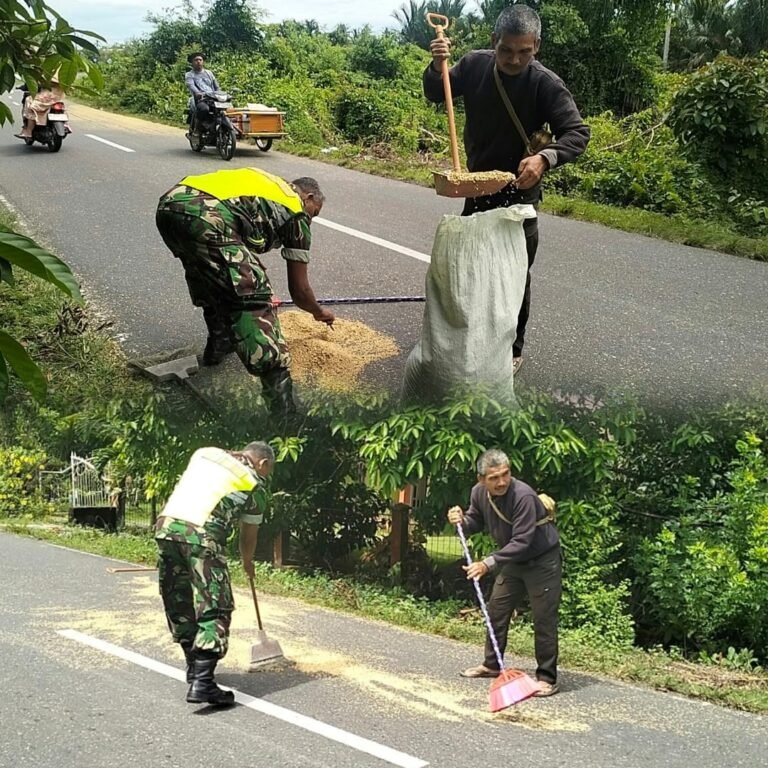 Hasil Panen Berserakan di Jalur Meulaboh–Kuala Bhee, Babinsa Langsung Turun Membantu