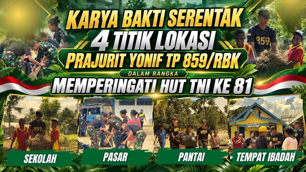 Sekolah, Pasar, Pantai hingga Tempat Ibadah Jadi Sasaran Karya Bakti Yonif TP 859/RBK