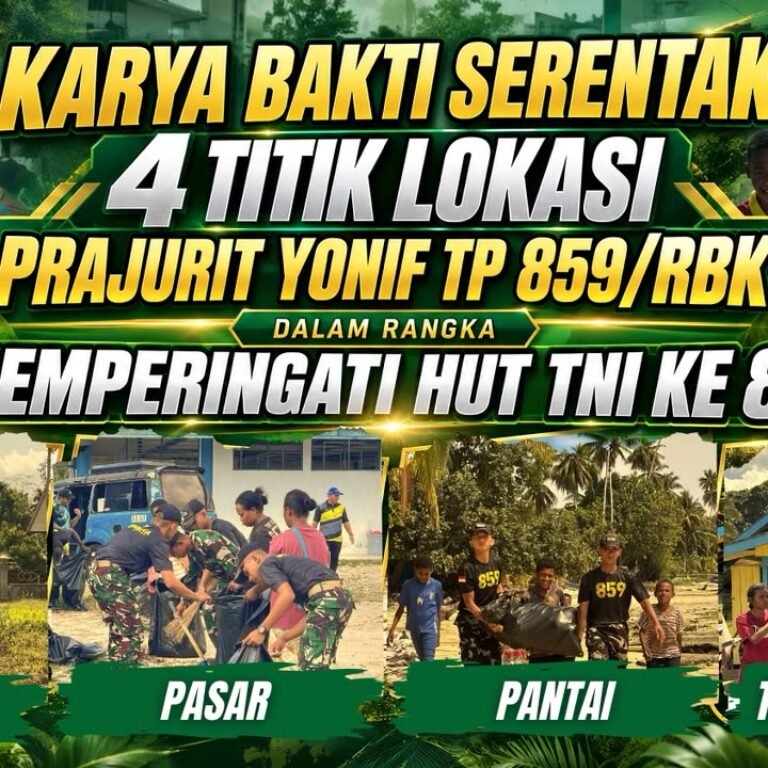 Sekolah, Pasar, Pantai hingga Tempat Ibadah Jadi Sasaran Karya Bakti Yonif TP 859/RBK