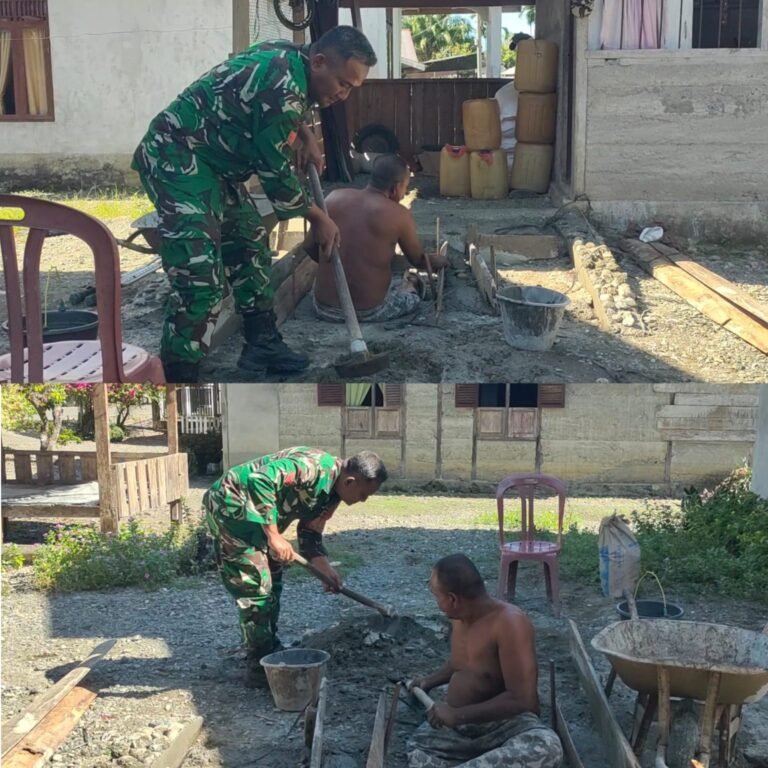 Dari Lokasi Pembangunan, Babinsa Posramil 05 Perkuat Komunikasi dengan Warga Binaan