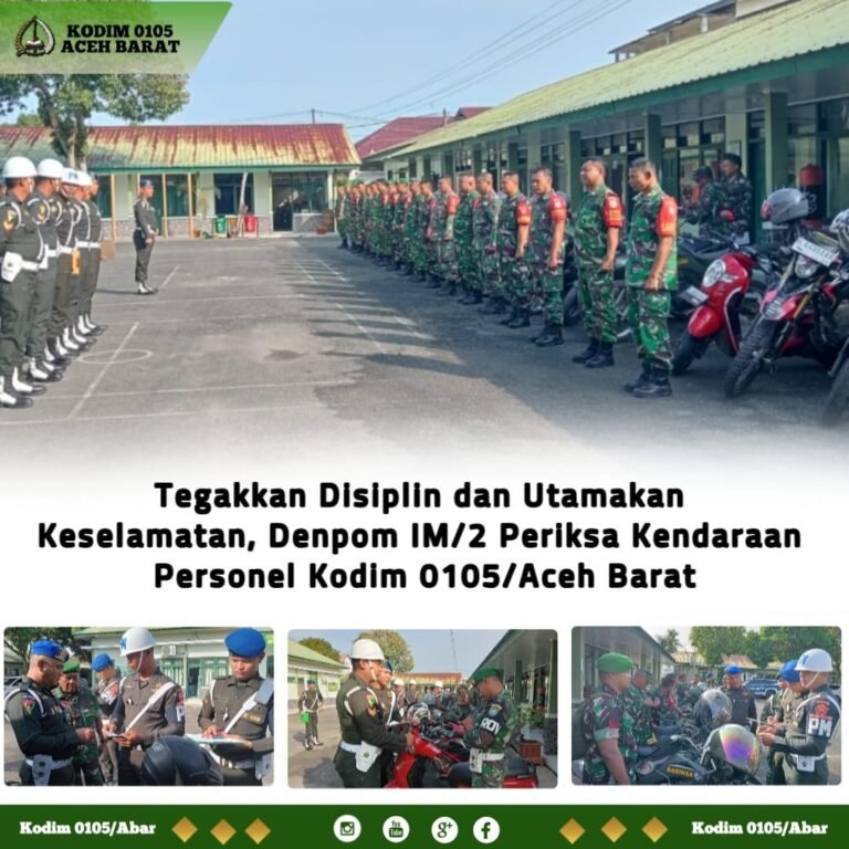 Denpom IM/2 Periksa Motor Anggota Kodim 0105/Aceh Barat untuk Cegah Pelanggaran Lalu Lintas