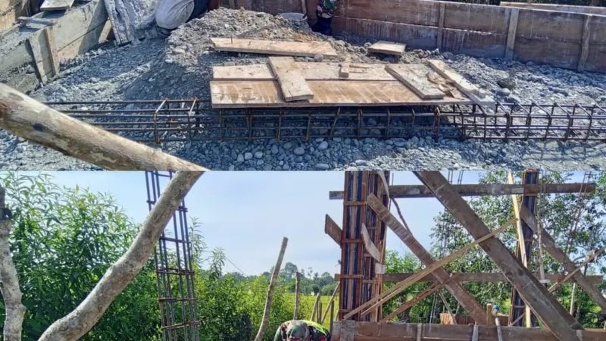 Kodim 0105/Aceh Barat: Babinsa Bubon Turun Langsung Bantu Pembangunan Rumah