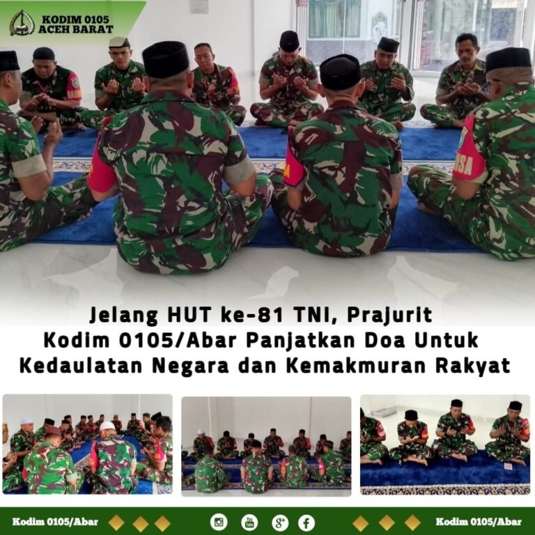 Khidmat, Prajurit Kodim 0105/Aceh Barat Gelar Doa Sambut HUT ke-81 TNI