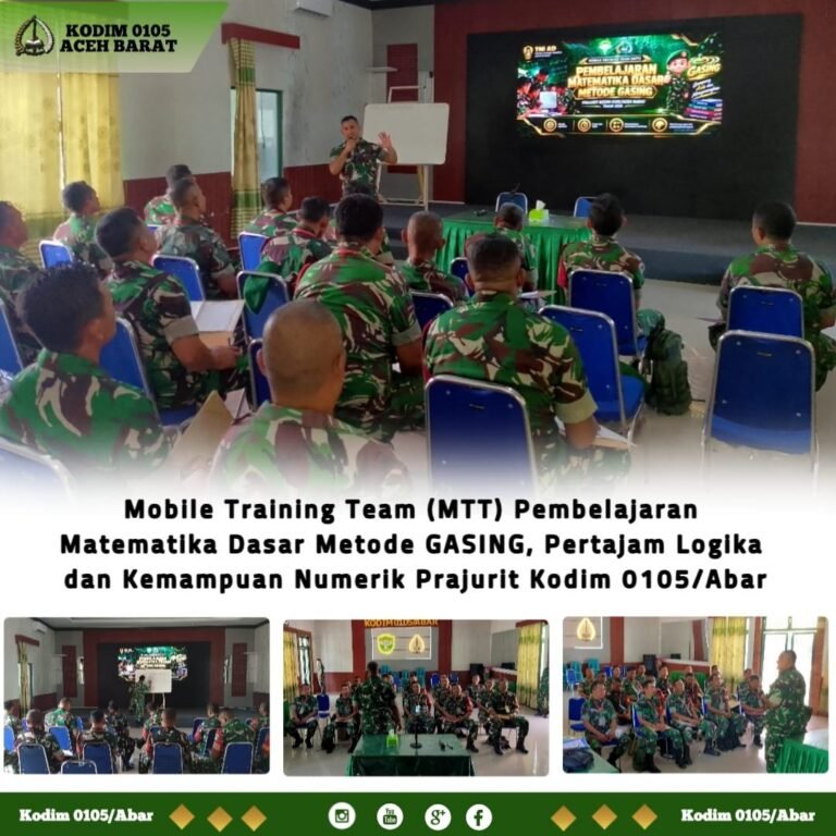 Prajurit Kodim 0105/Aceh Barat Diberi Pembekalan GASING untuk Perkuat Kemampuan Numerik
