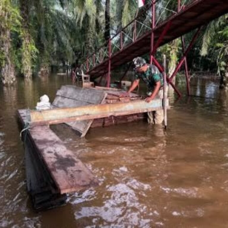 Pascabanjir, Kodim 0109/Aceh Singkil dan Warga Cek Kondisi Jembatan Perintis Cibubukan