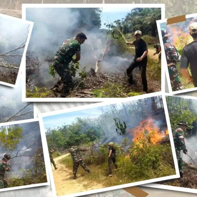 TNI Koramil 04/Sultan Daulat Sigap Padamkan Karhutla di Pasir Belo