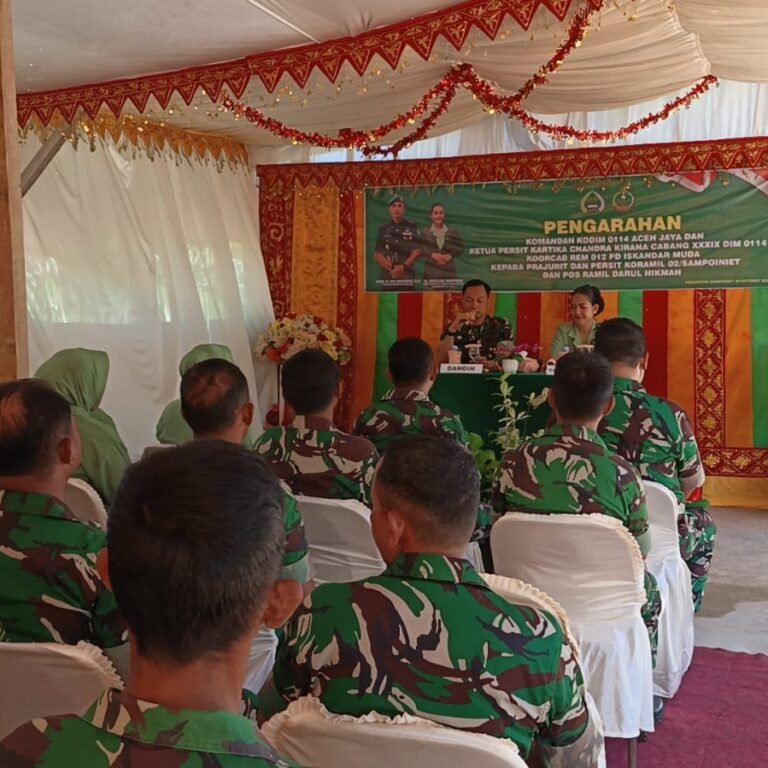 Dandim 0114/Aceh Jaya Kunjungi Koramil 02/Sampoinet dan Posramil Darul Hikmah, Berikan Pengarahan kepada Personel