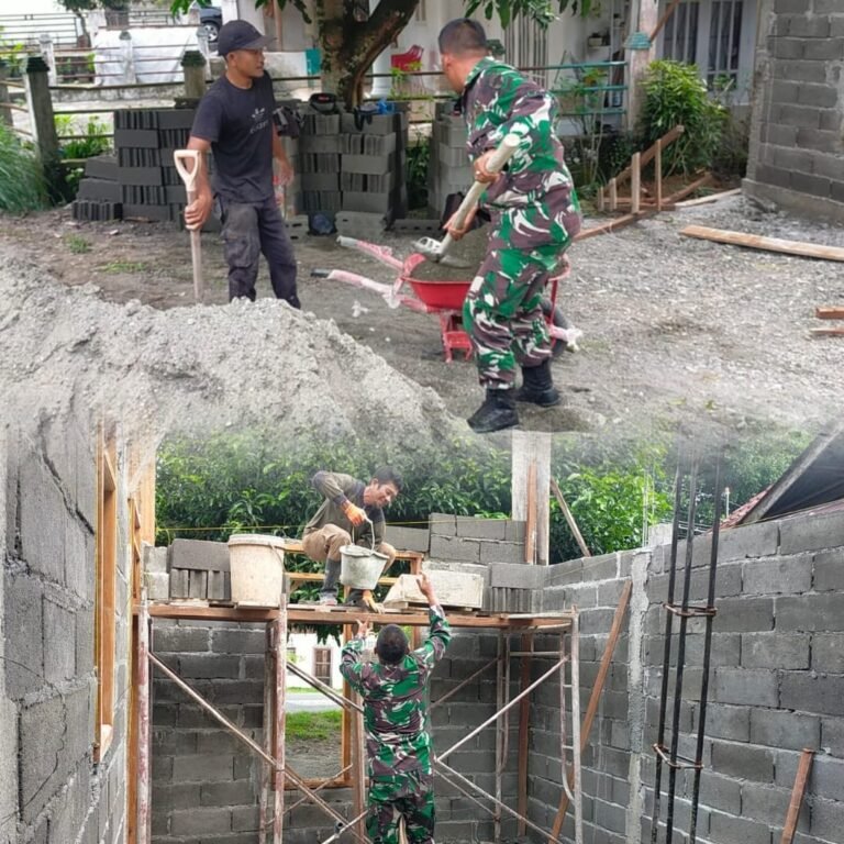 Babinsa Kodim 0105/Aceh Barat Ringankan Pekerjaan Pembangunan Rumah di Desa Ujong Nga