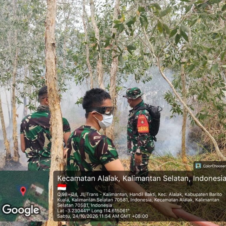 ‎Di Tengah Tantangan Lahan Gambut: Kodim 1005/Barito Kuala Terjun Langsung Tangani Karhutla Alalak‎