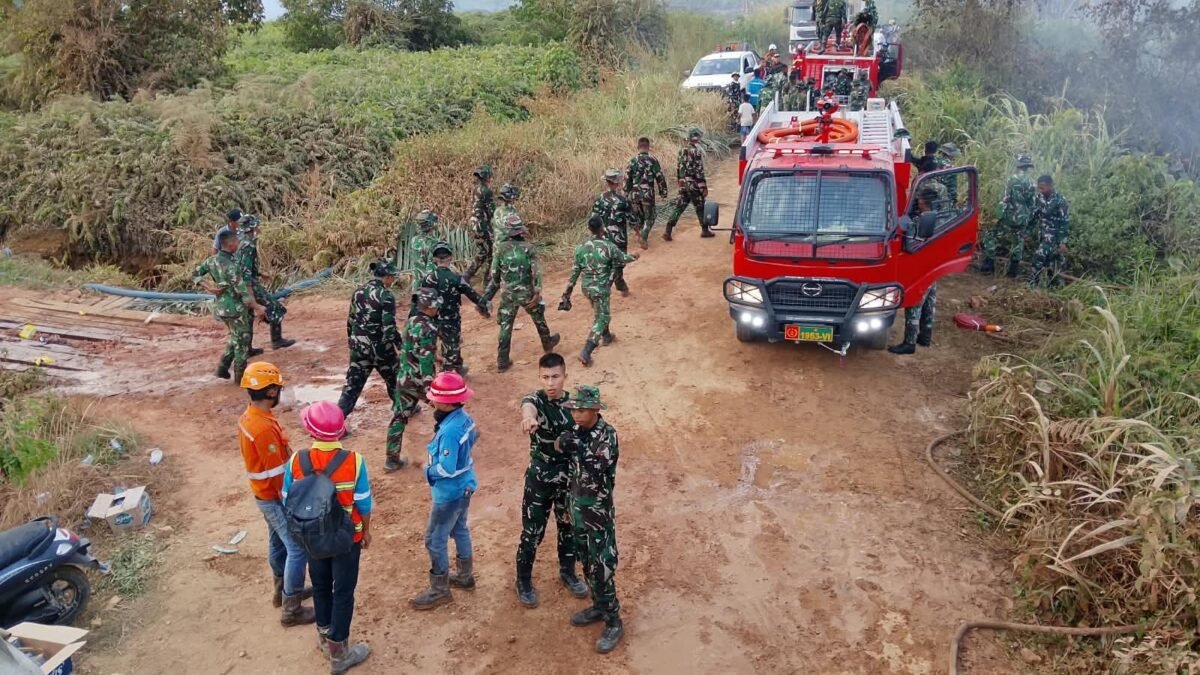 4-5 Hektare Lahan di Desa Sekerat Terbakar, Babinsa dan Pasukan TNI Dikerahkan