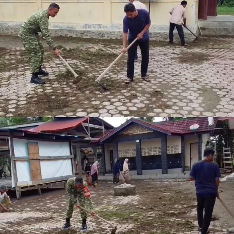 Serda Helmi Muttaqin Ajak Warga Bersihkan Kantor Geuchik Desa Kubu