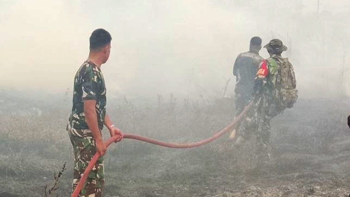 Respons Cepat Gabungan TNI dan Warga Padamkan Karhutla di Kampung Marga Mulya