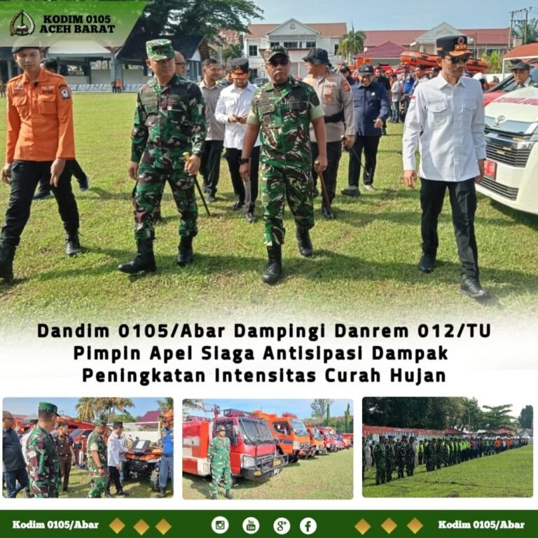 Kesiapan Tangani Hujan Ekstrem: Danrem dan Dandim Pimpin Apel Siaga di Aceh Barat