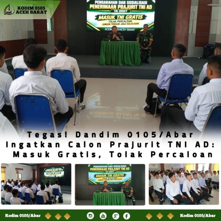 Dandim 0105/Abar Ingatkan Calon Prajurit: Seleksi TNI AD Gratis dan Tanpa Calo